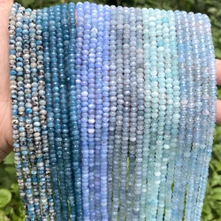 3x4mm Natural Stone Faceted Flat Blue Crystals Agate Gemstone Spacer Loose Beads For Jewelry Making DIY Bracelet Necklace 15“