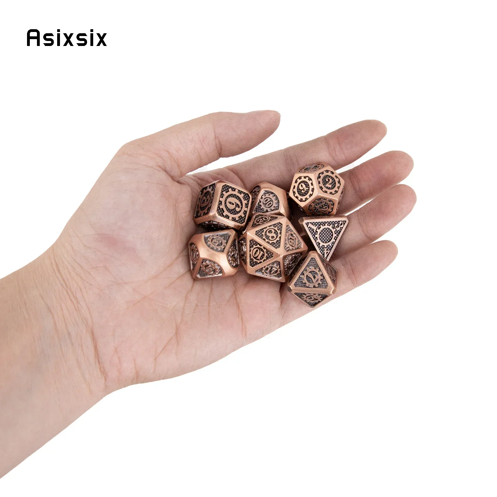 7 Pcs Yellow Black Gear Wheel Metal Dice Solid Metal Polyhedral Dice Set Suitable For Role-Playing Dice PropBoard Game Gift