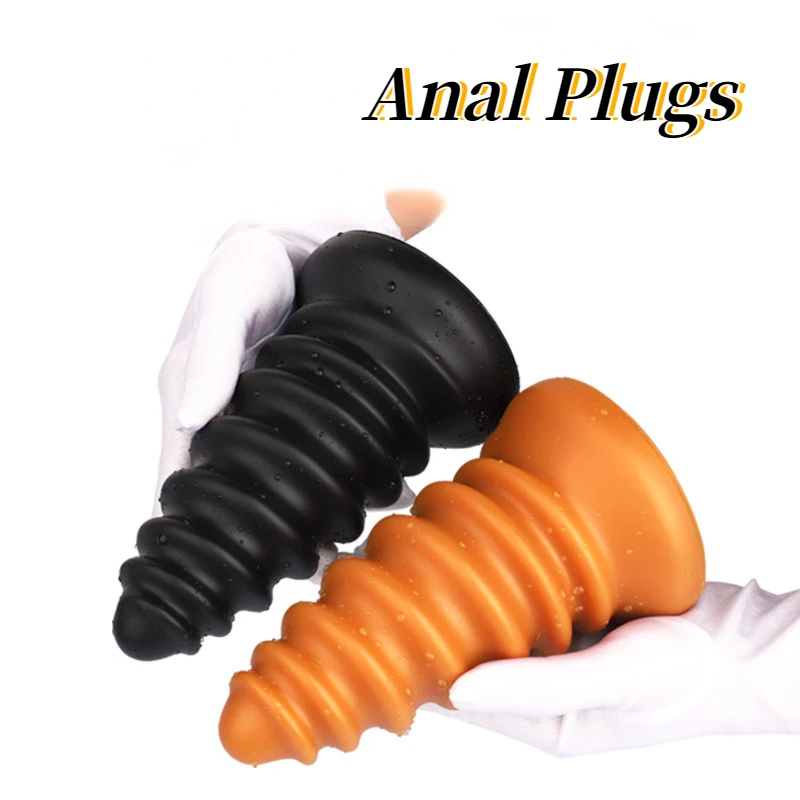 

Silicone Anal Plugs for Men and Women Thickened Threaded Pagoda Shape Anal Dilator Masturbator Massager Adult Erotic Products 18