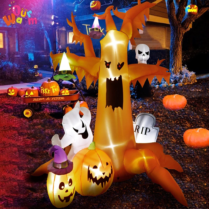 

Ourwarm Halloween 8 FT Inflatable Scary Tree with Build-in LED Blow Up For Halloween Party Indoor Outdoor Yard Garden Lawn Decor