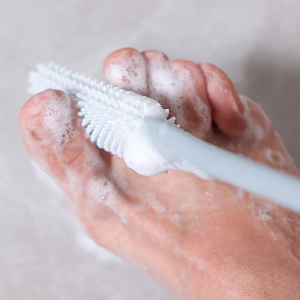 

Long Handled Toe Gaps Cleaning Brush Super Soft Silicone Foot Scrubber Brush Long Handle Foot Wash Brush For Men Women Shower