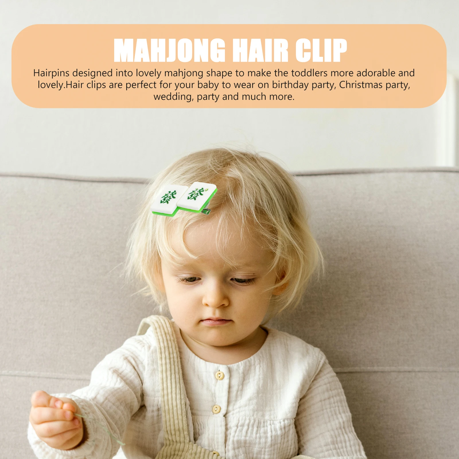

4pcs Mahjong Shaped Hairpins Cute Girl Hair Clips Toddler Kids Accessories For Party Birthday Wedding Decoration