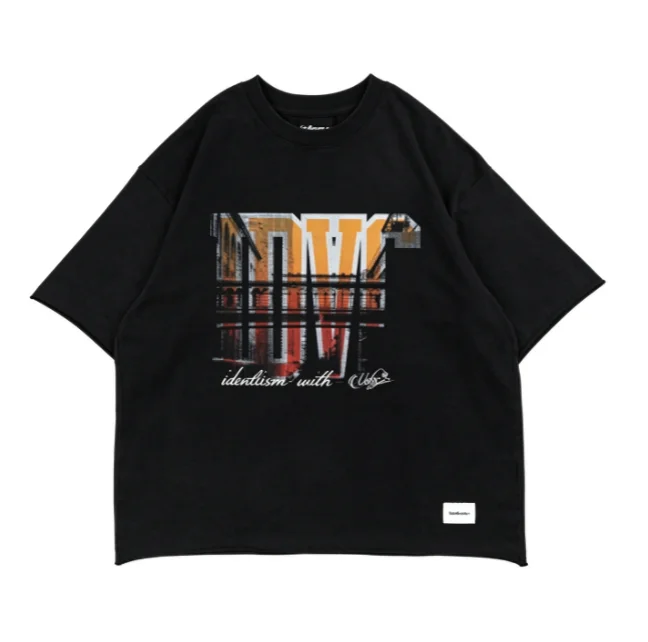 2026 Vintage Distressed Gradient Letter Graphic T-Shirt, Retro Typography Loose Street Casual Short Sleeve Tee