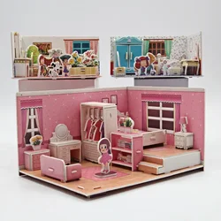 FEOOE Sets Three-dimensional Puzzle Paper Hand-assembled Educational Toy Girl Play House Puzzle  Giveaway Gift  WL