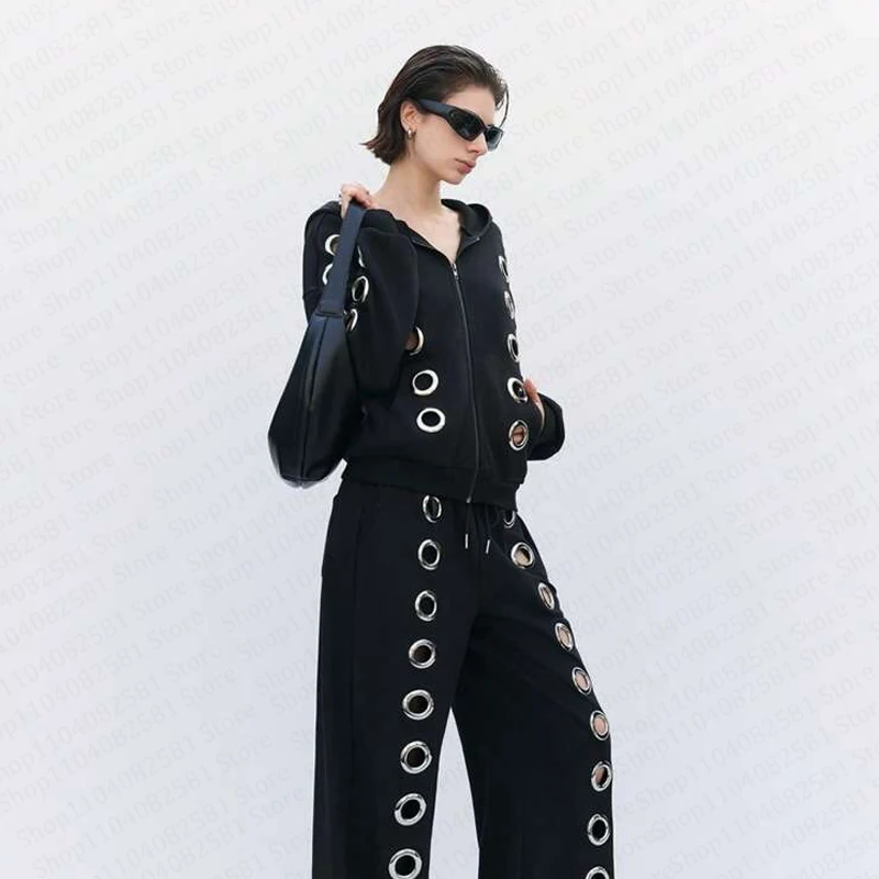 Y2K Herbst und Winter neue Herren- und Damen-Nische ausgehöhlte Kapuzenjacke Reißverschluss-Hoodie Hip-Hop-Streetwear Emo im amerikanischen Stil