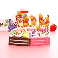 Pooh bearテーマケーキデコレーション、誕生日パーティー用品、ベビーシャワーギフト、カップケーキピック、24ピース/ロット