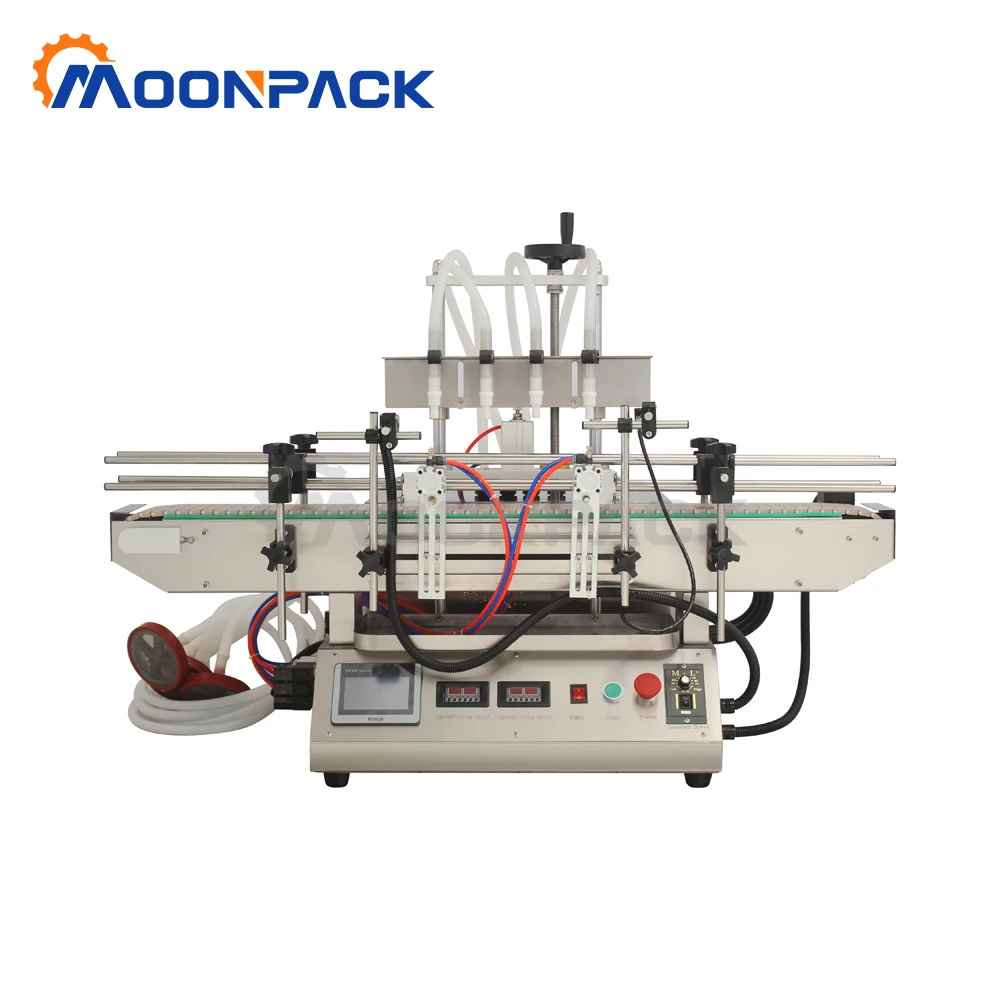 Moonpack TFM-120Y-4 Filling Machine Pneumatic Pure Water  Milk Liquid Juice Automatic Food Four Head Toner Jars Filling Machine