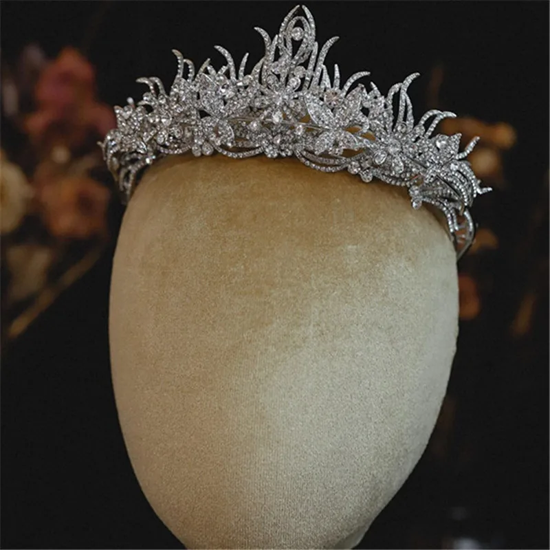 CC Bridal Crown Women Hair Accessories Engagement Diadems Wedding Coronets Leaf Shape Tiaras Separable Crystal Coronets AN141