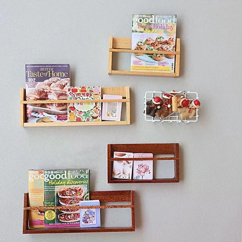 1 Set Miniature Small Ornaments Dollhouse Simple European Solid Wood Storage Cabinet Rack Bookshelf Cabinet Furniture