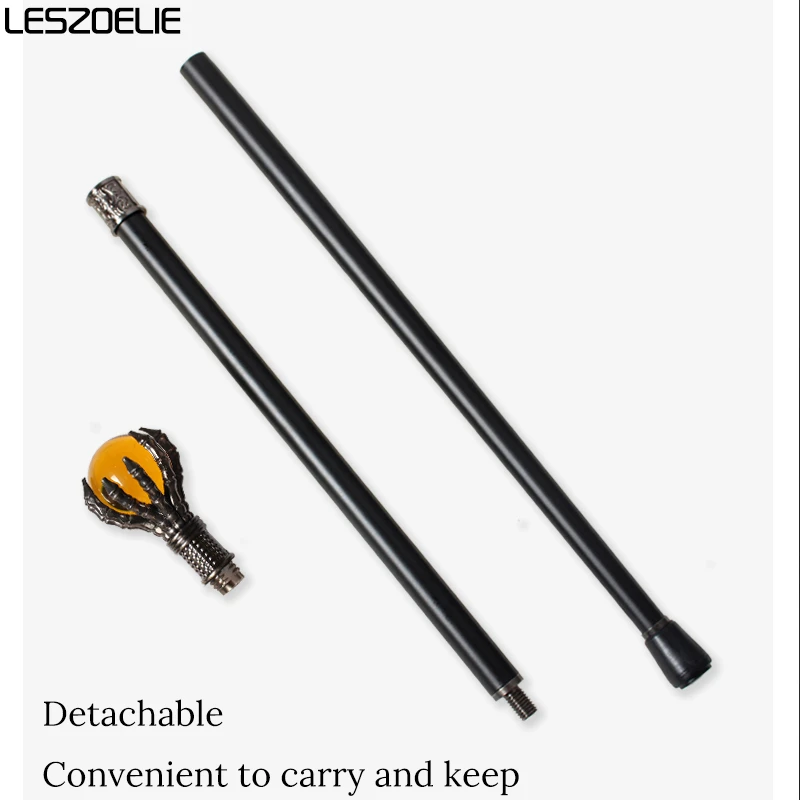 Bastón con garra de dragón de 93cm, bola de cristal naranja, bastones chapados en plata Unisex de moda para bastón decorativo para fiesta