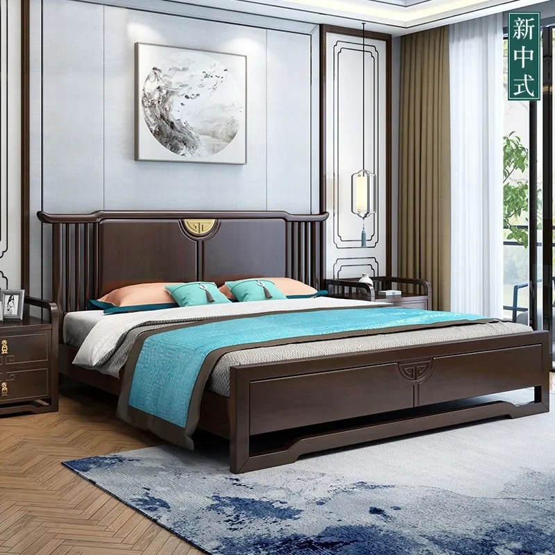 

New Chinese Modern Chinese Double Bed Bed Bedroom and Household B & B