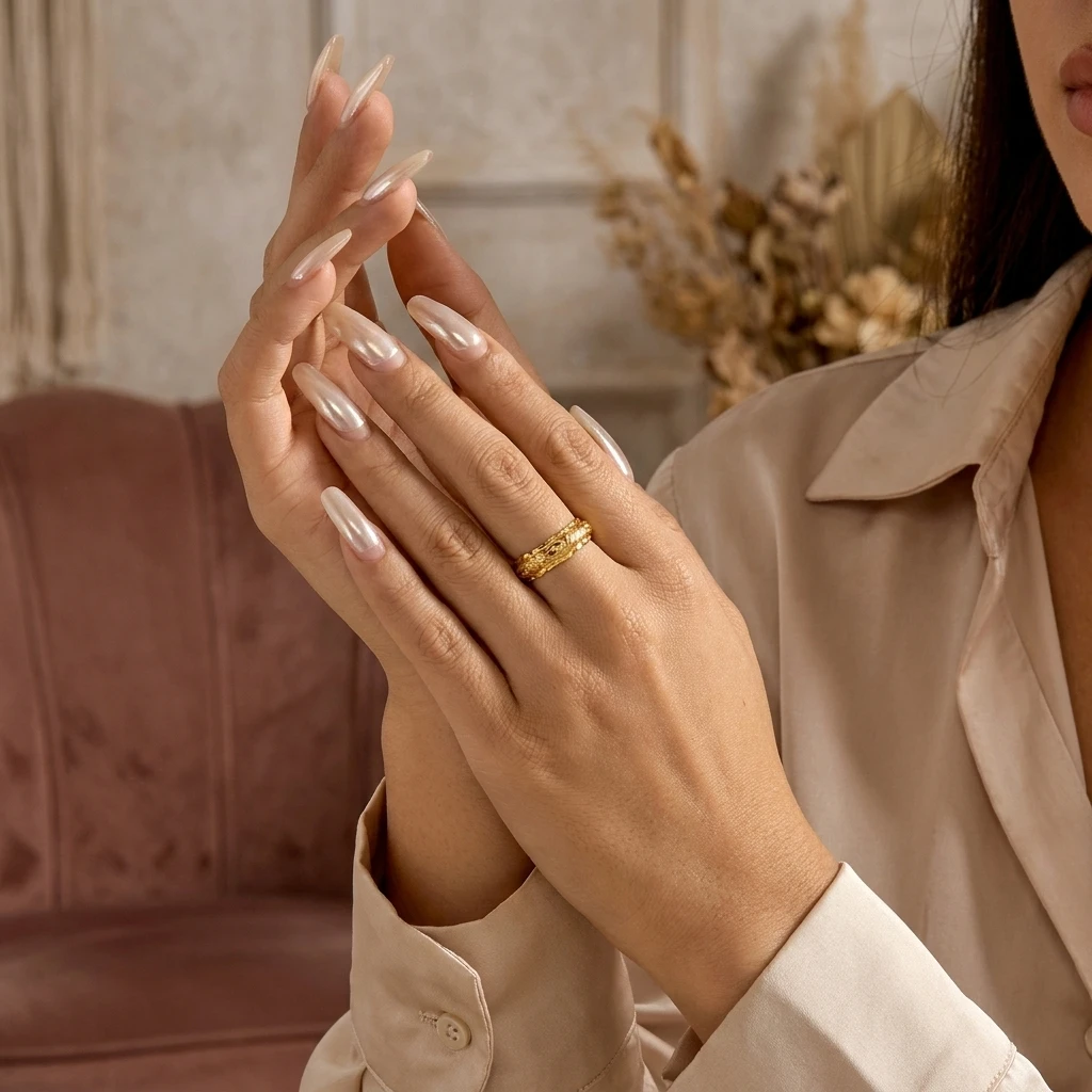 Minimalistischer Ring mit ausgehöhltem Muster für Damen, Messingmetall, goldfarben, Rosenblüten-Fingerring, zarter Verlobungs- und Hochzeitsschmuck – Detail 2