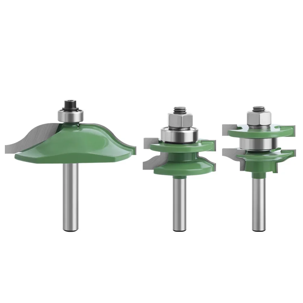 8-Handle Large West Tenon Cutter West Door Milling Cutter Plate Cutter Green S-shaped Combination Side R Three-piece Set