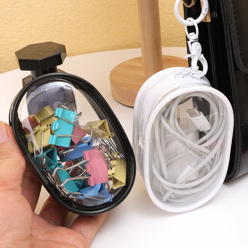 

Mini Data Cable Carrying Case Holder Cord Organizer Lightweight Earphone Storage Pouch Bag Transparent Zipper Bags with Hook