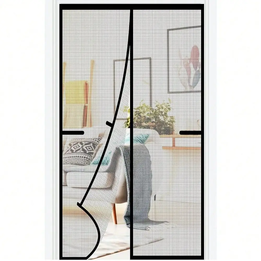 

Screen Door 38x82 Inch Heavy Duty Reinforced Fiberglass Mesh Curtain Garage Full Frame, Hands Free, Pets FriendlyInchsizenamein