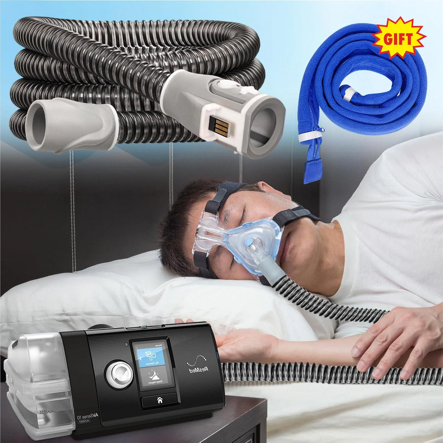 

CPAP Heating Tube - Compatible with AirSense 10 and AirCurve 10 , Flexible CPAP Hose for Climate Control and Rainout Prevention