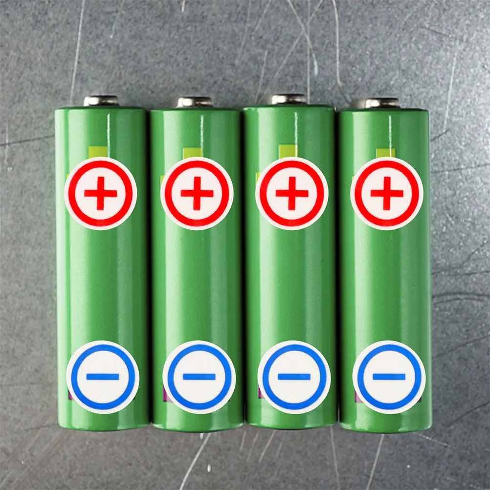 4Sheets Battery Polarity Stickers PVC Red Blue Markers 12Mm Diameter Self Adhesive Electrical Terminal Labels Power Distribution