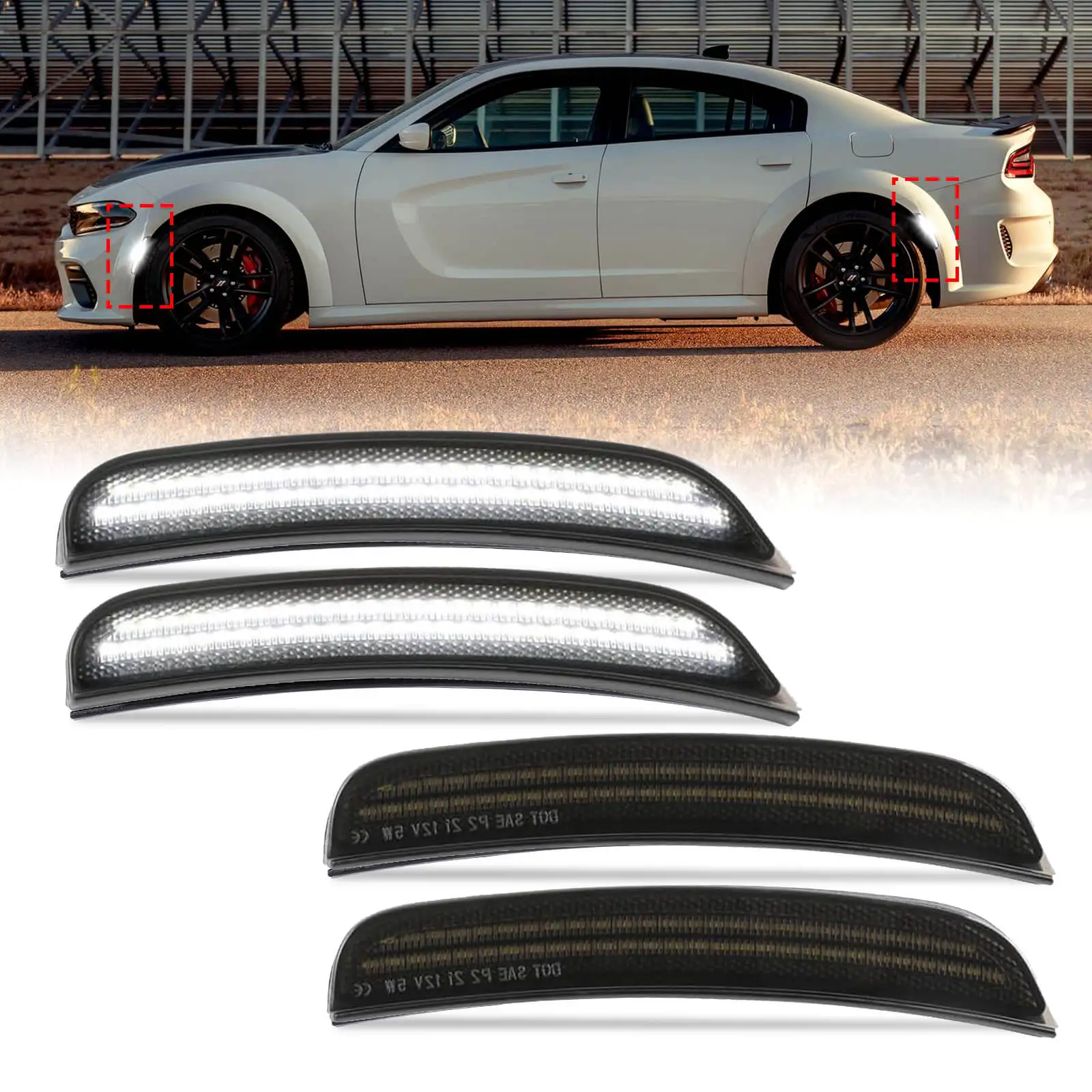 ل شاحن دودج المصد الأمامي/الخلفي الجانب ماركر ضوء بدوره مصباح إشارة/أضواء القيادة استبدال OEM مصابيح Sidemarker 2015-2023