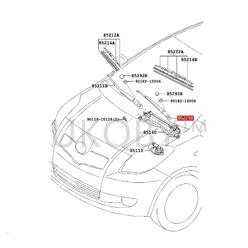 852110D130 852210D130 To yo ta  Yaris Right front wiper arm