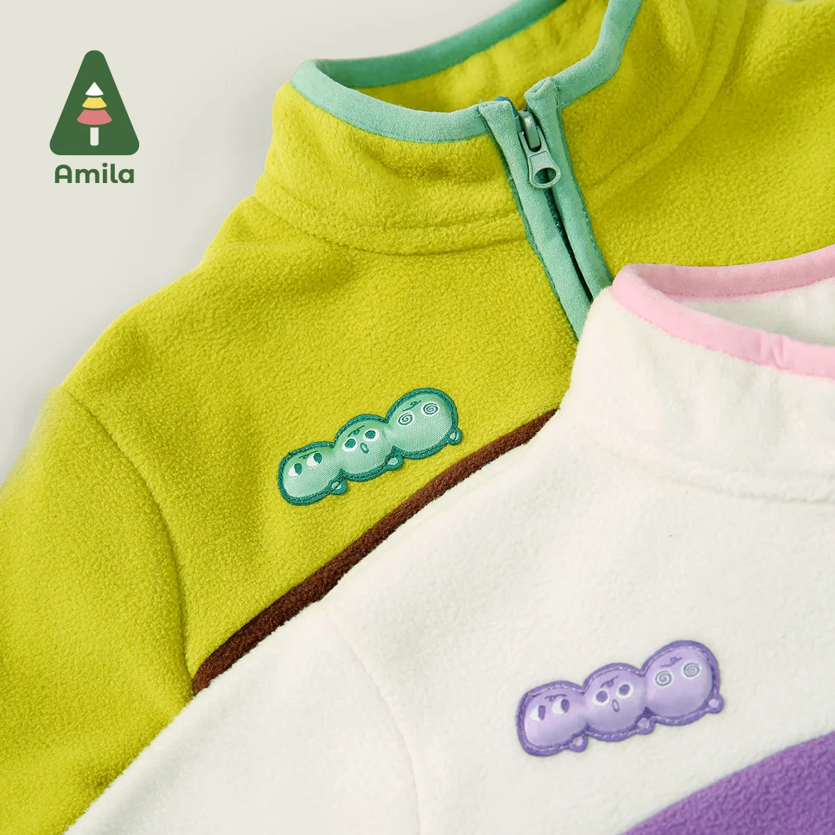 Amila Baby Coat 2024 Autumn New Boys And Girls Polar Fleece Delicate Fluffy Contrast Color Loose Casual Soft Children‘s Cardigan