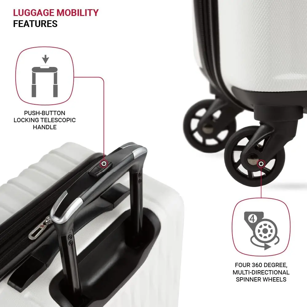 Bagagem expansível hardside com rodas do spinner, bagagem de mão, branco, 818, 2"