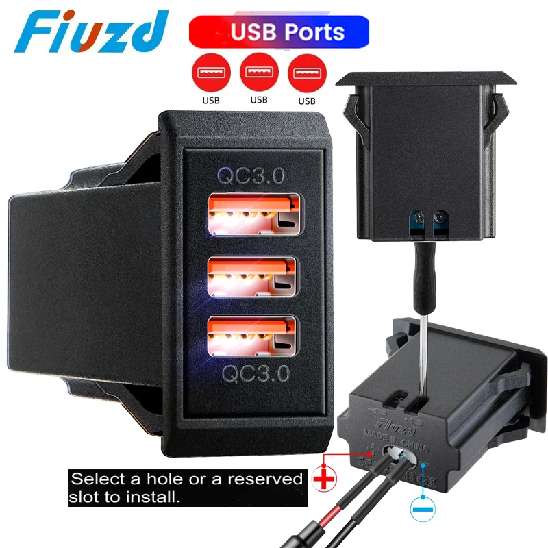 Fast Car Chaeger LED Car Socket Charger Dual USB Ports Dustproof Phone Chargers Power Adapter For Truck RV Camper Caravans