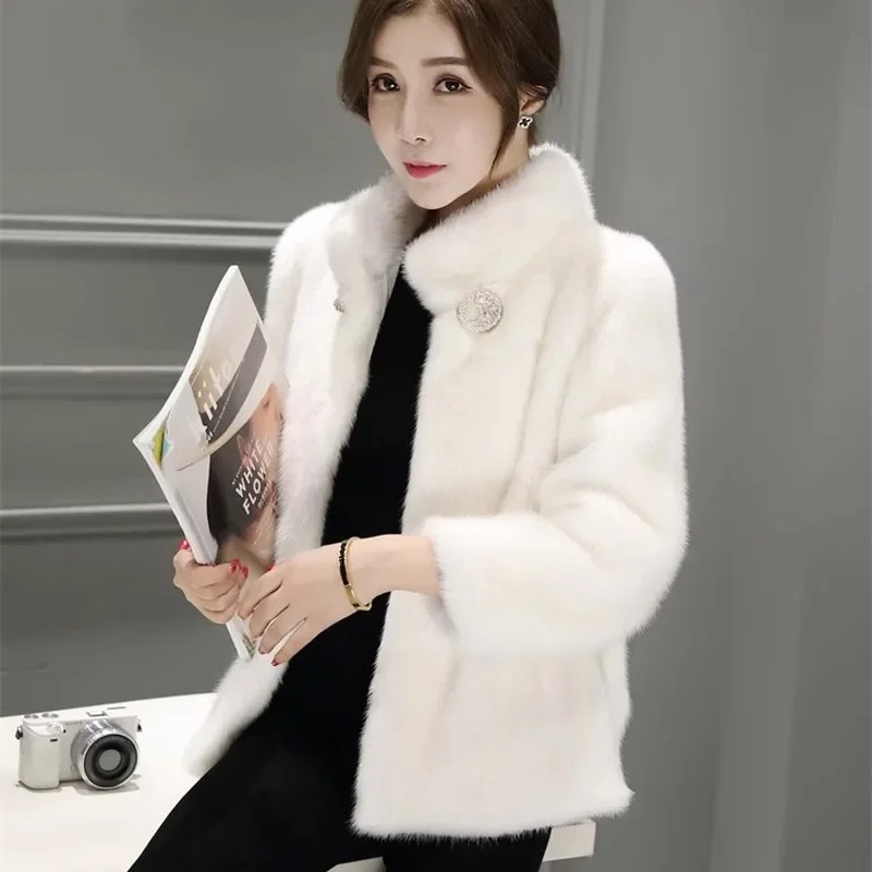 Manteau de fourrure moelleux blanc à manches longues pour femmes, pardessus flou de vison d'hiver, fausse fourrure de renard, veste optique chaude, mode, nouveau modèle, 2023