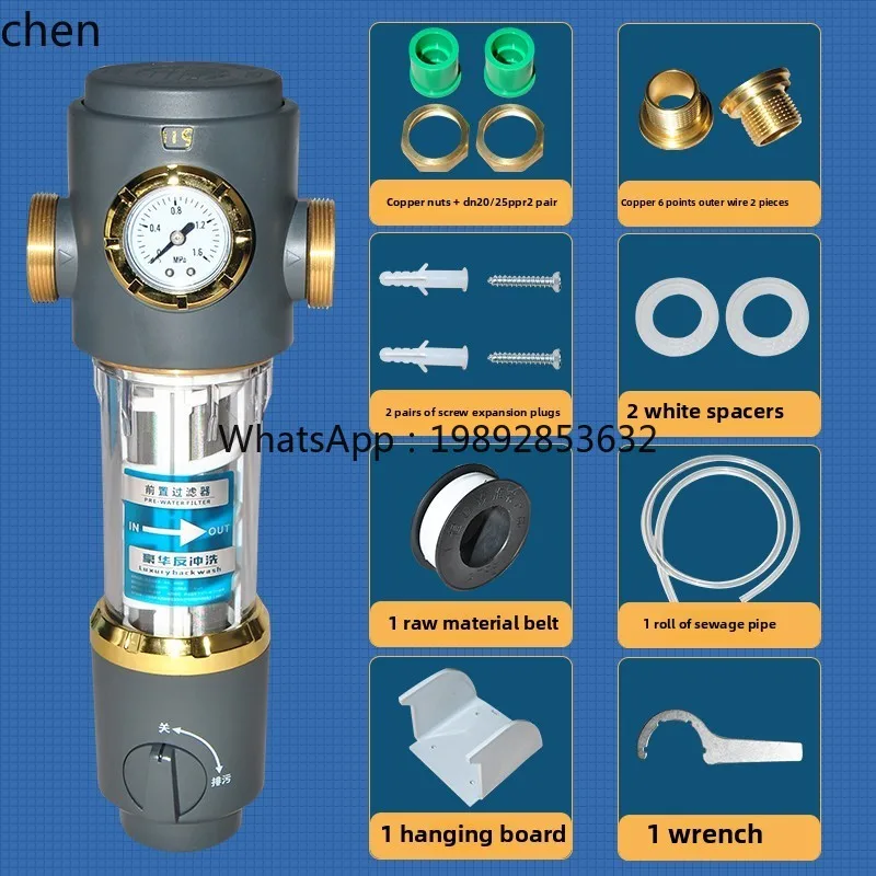 acqua di rubinetto a grande flusso per uso domestico, purificazione dell'acqua per tutta la casa, filtro in acciaio inossidabile senza elemento filtrante di ricambio