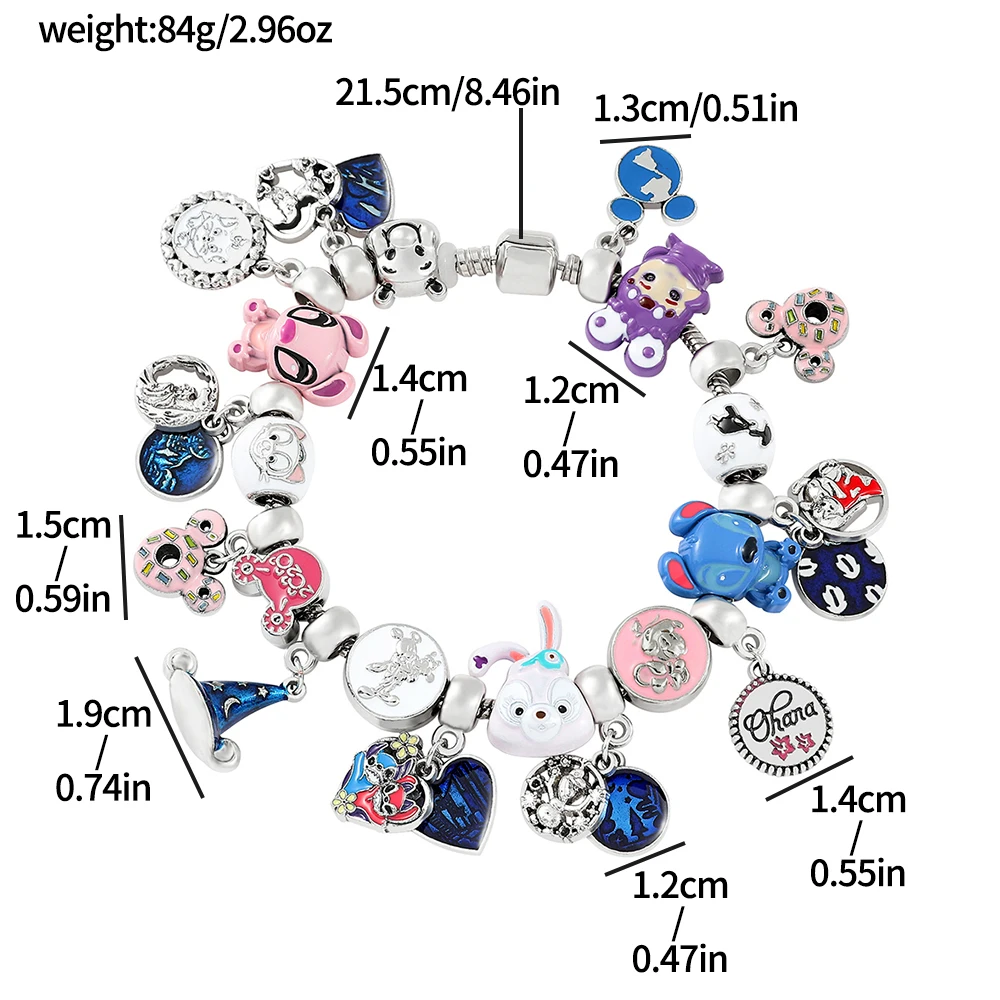 New European and American animated Lilo and Stitch cartoon Stitch bracelet creative DIY alloy Pan family bracelet jewelry