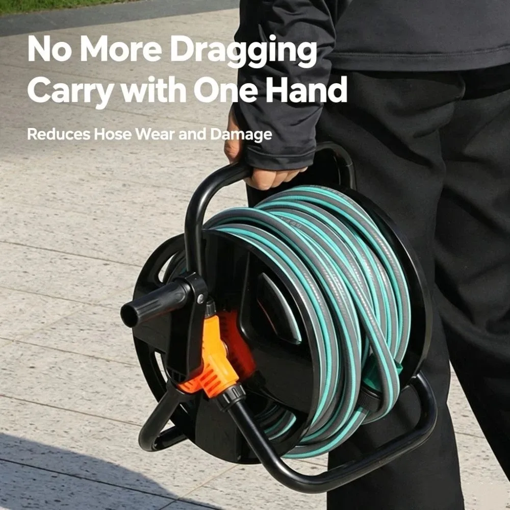 Heavy Duty Hose Storage Reel Multi-Purpose Space Saving Water Pipe Storage Rack Collapsible Handle durable