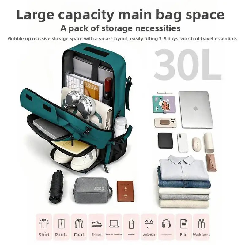Travel Backpack Boardable Backpack USB Charging Waterproof Outdoor Travel Backpack Independent Shoe Compartment Large Capacity