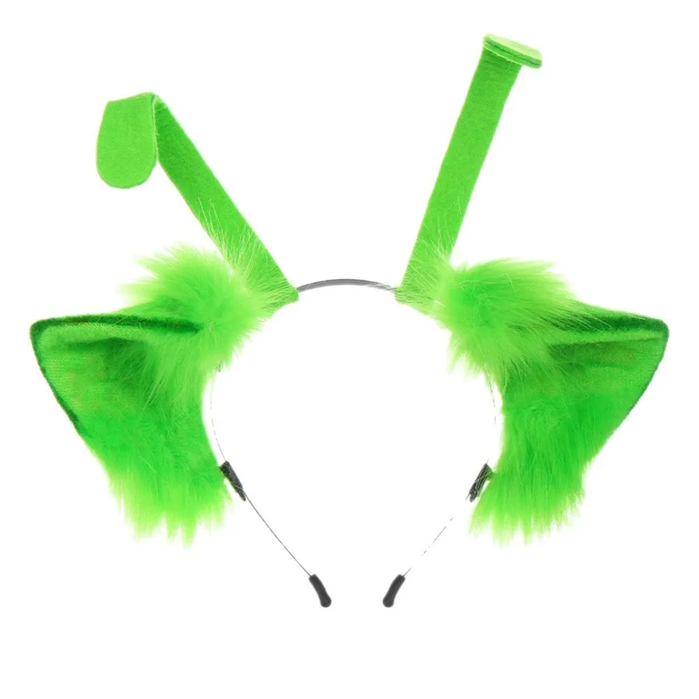 1 Pcs/set Handmade Kitten Ear Hair Hoop Headdress Plush Animal Ear Animal Tail Suit Pointed Ear Soft Halloween Headbands