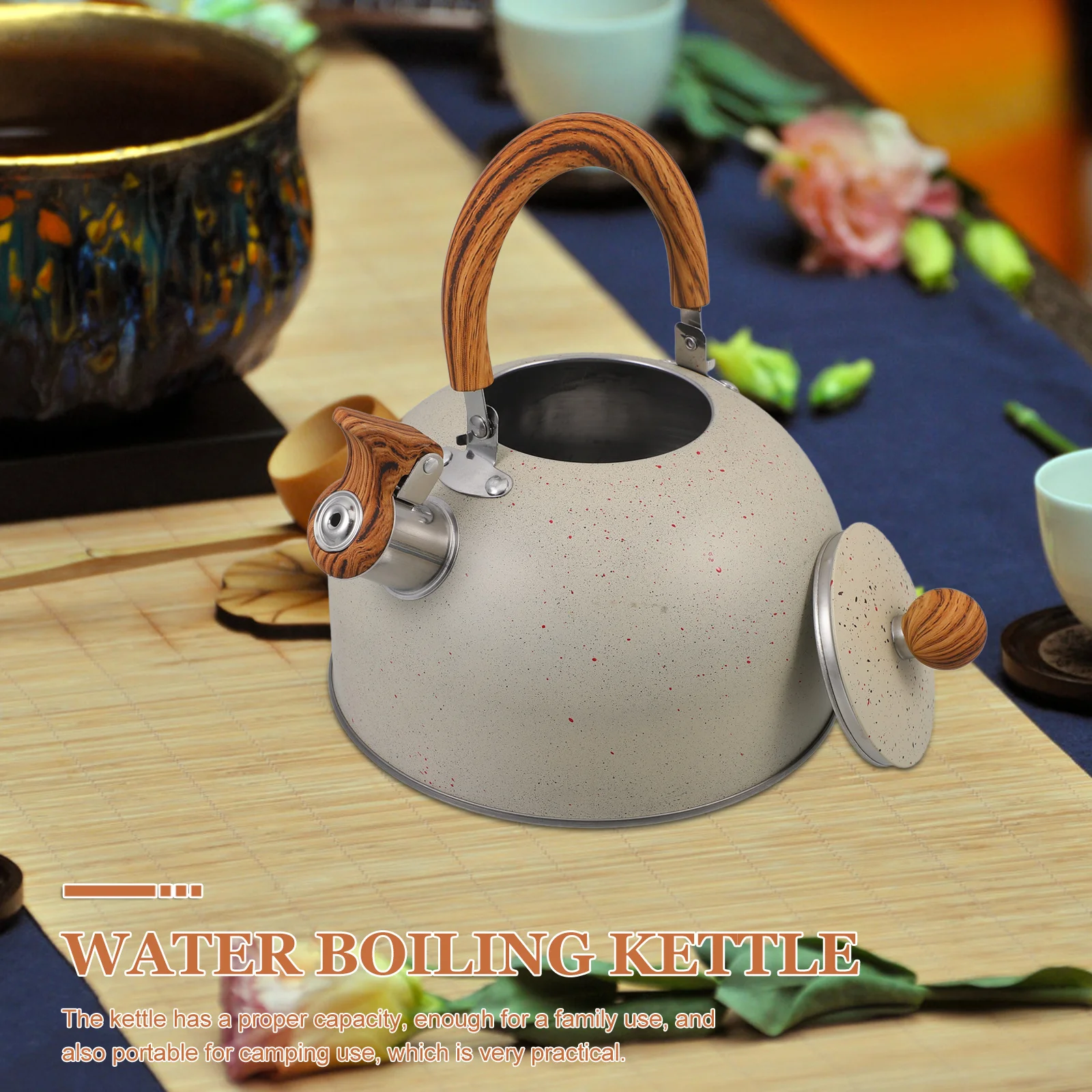 

Kettle 1.5L Stainless Steel Water Boiler With Wooden Handle For Induction Stove Camping Kitchen Teakettle