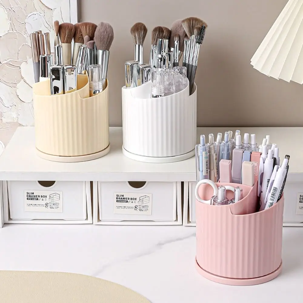 Multi-function Makeup Brush Box 360 Rotating Practical Student Pen Holder Large Capacity Plastic Stationery Organizer Bathroom