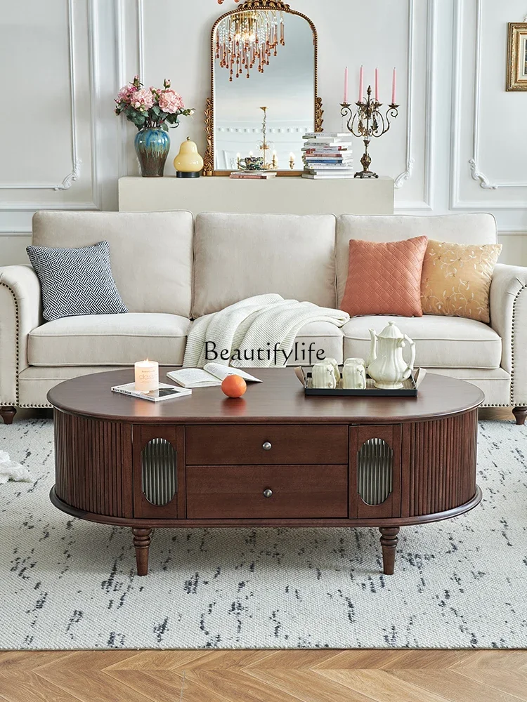 

FG28FG28Medieval coffee table French retro all solid wood storage home