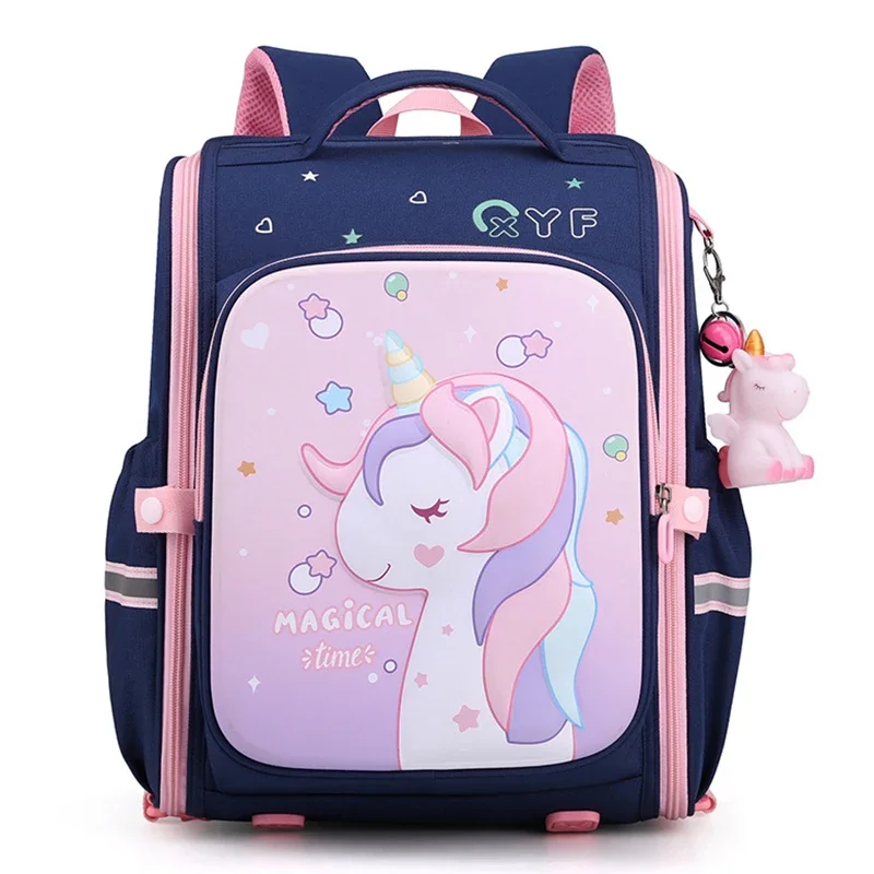 Nuevas mochilas escolares para niñas, mochilas con estampado de unicornio rosa para niños, mochilas escolares bonitas para estudiantes de guardería,