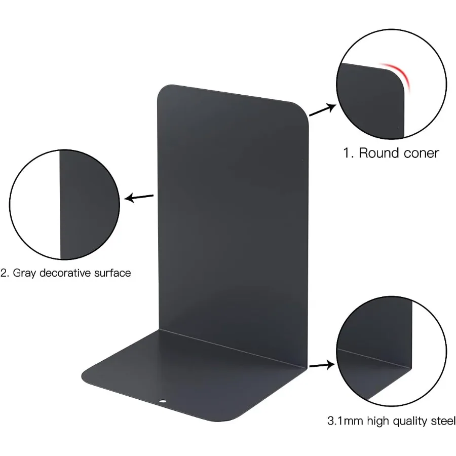 نهايات الكتب لأرفف الكتب، نهايات الكتب لأطراف الكتب المكتبية للكتب الثقيلة، نهاية الكتب المعدنية تدعم الطراز البسيط الحديث #4