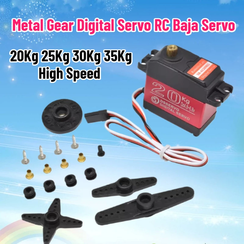 

180 Degrees Waterproof 20Kg 25Kg 30Kg 35Kg High SpeedServo Metal Gear Digital Servo RC Baja Servo for 1/8 1/10 RC Cars