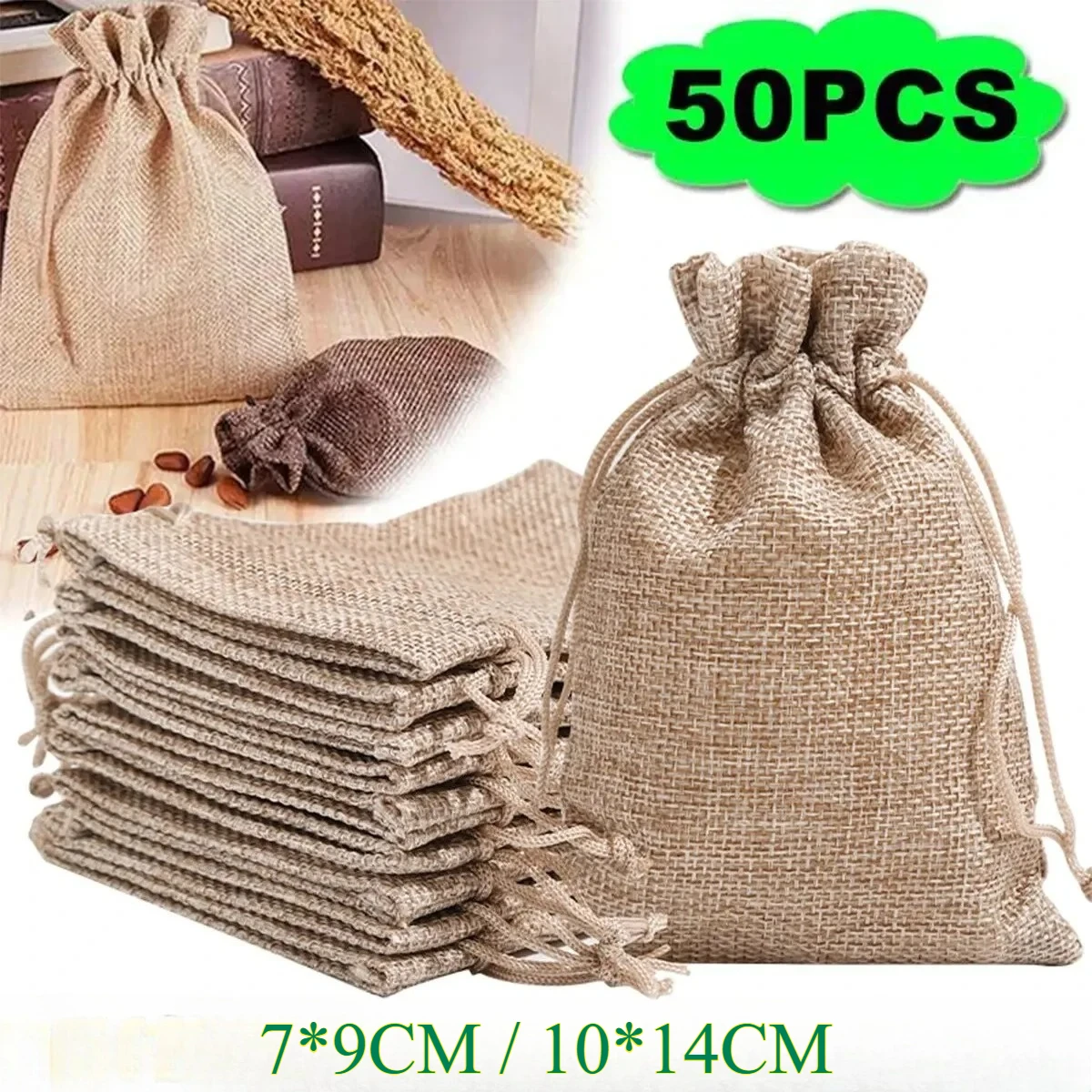 

Подарочный мешочек из хлопка и конопли (20-50 шт.) для упаковки подарков на День защиты детей, DIY, для конфет, свадебных и других товаров