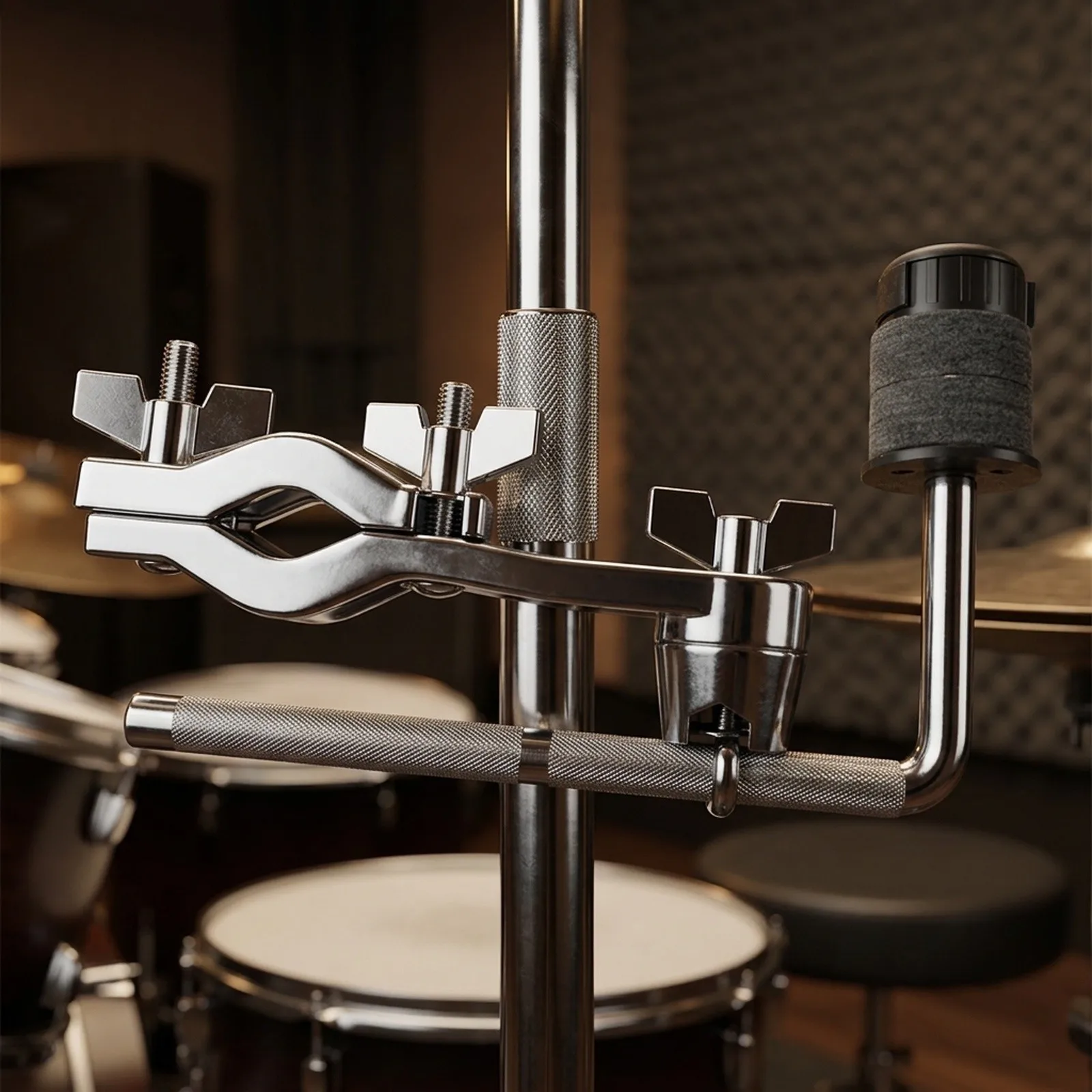 Approx. 23*12cm Drum Set Clamp Chrome-plated Finish Easy Installation L-Rod Adjust Clamp For Musical Performance