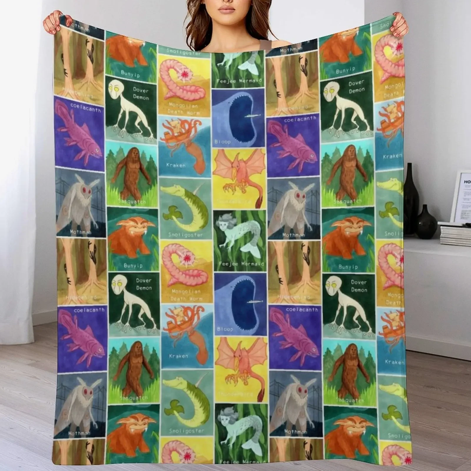 

Creepy Cute Cryptids Throw Blanket wednesday Single Designers Hairys Blankets