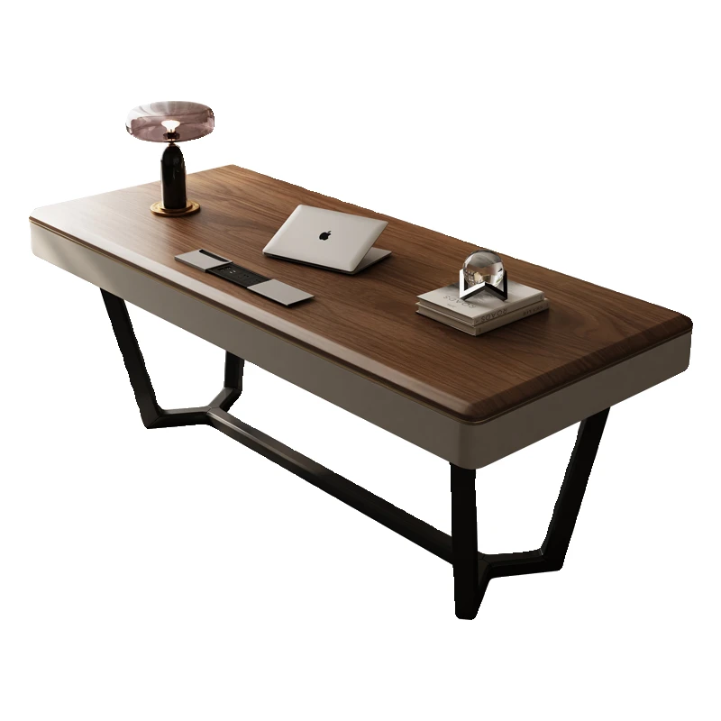 

Walnut Modern Minimalist Study Solid Wood Desk Light Luxury Computer Desk Boss Desk