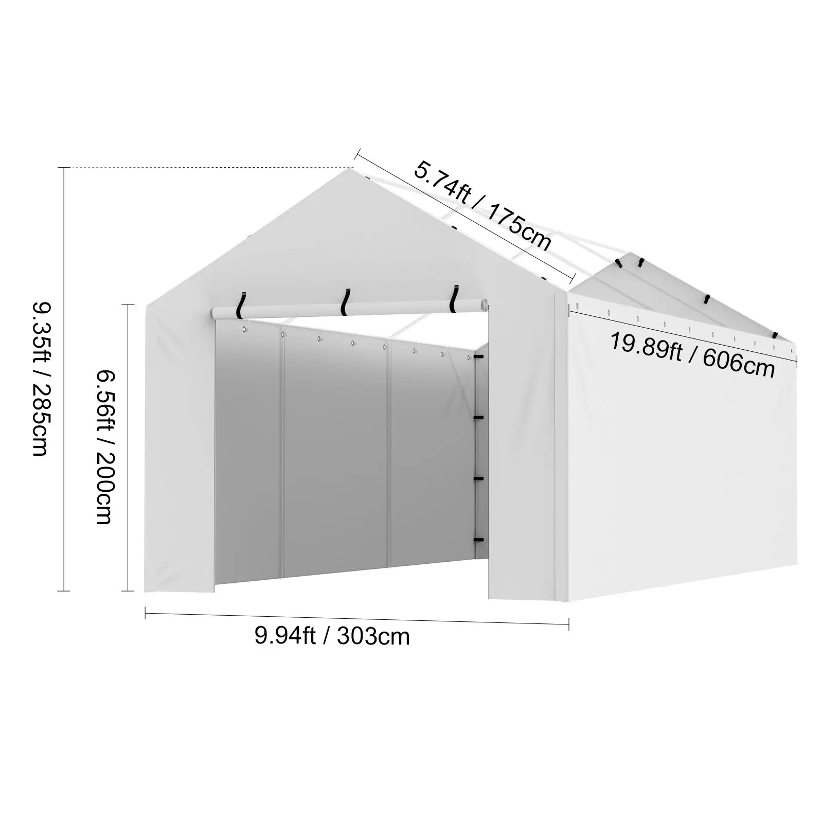 Carport Replacement Canopy Cover Side Wall 10 x 20 ft, Garage Tent Shelter Tarp Heavy-Duty Waterproof & UV Protected, Easy Insta
