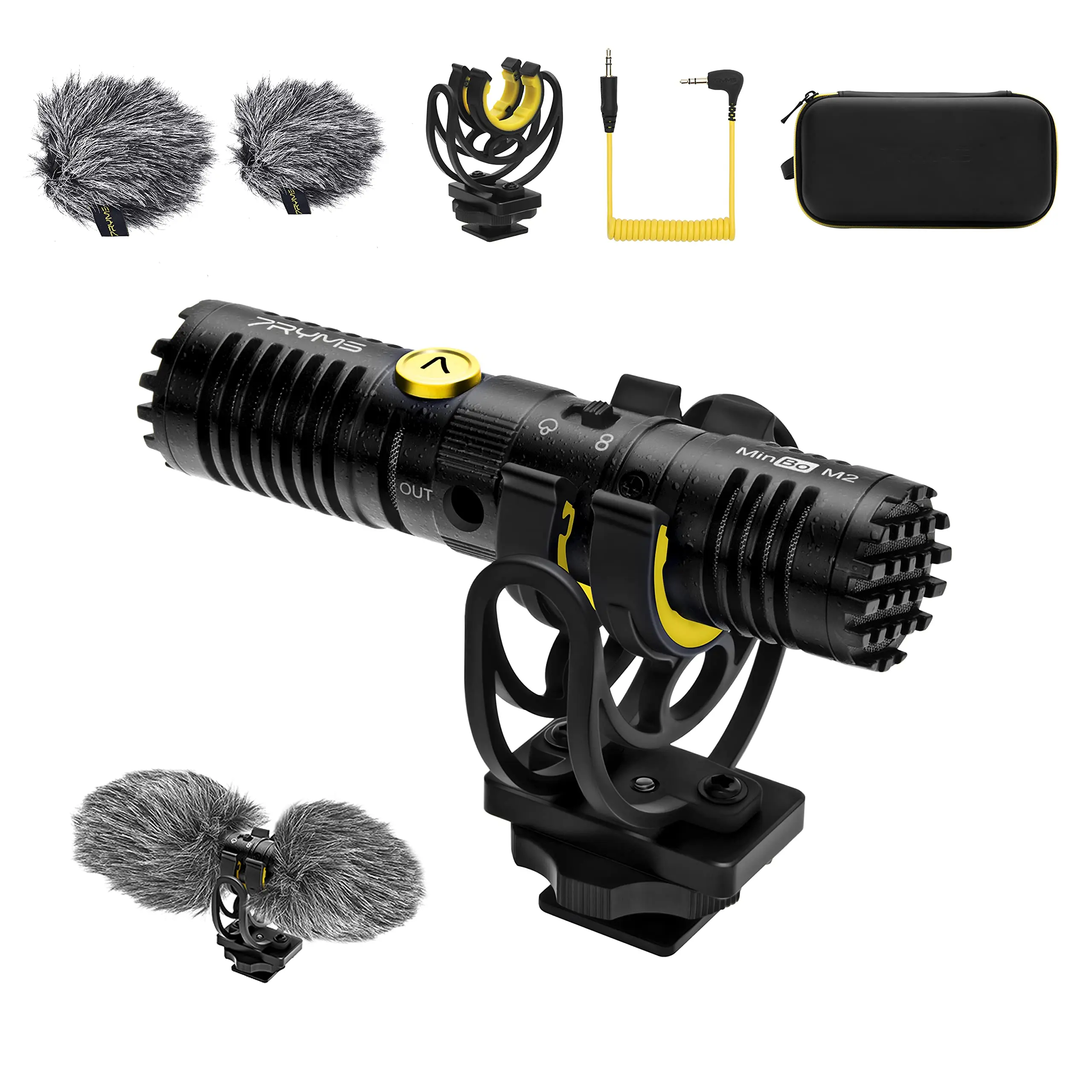 7RYMS MinBo M2 Shotgun Microphone with Rycote Lyre Shock Mount For Vlog YouTube Live Streaming DSLR Camera Smartphones Laptops