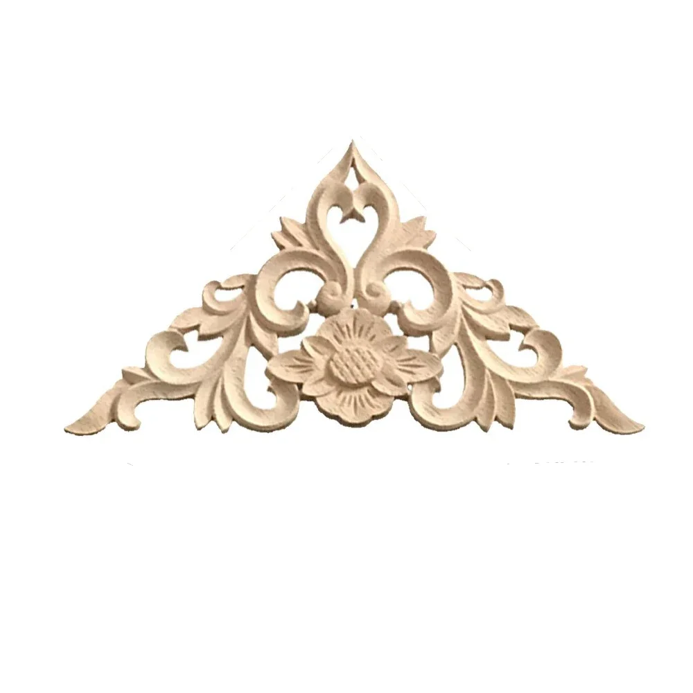 4PCS Wood Applique Wood Mouldings Wood Decal Onlay Antique Unpainted Wooden Furniture Decoration Accessories Doors Corner