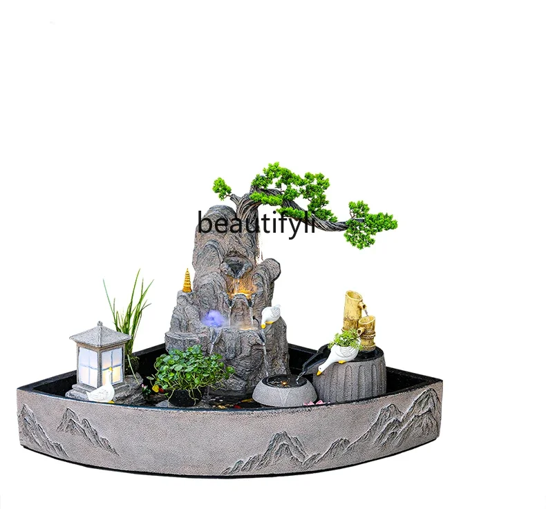 

C Balcony Fish Pond Landscaping Decoration Artificial Mountain and Fountain New Chinese Circulating Water Ornaments