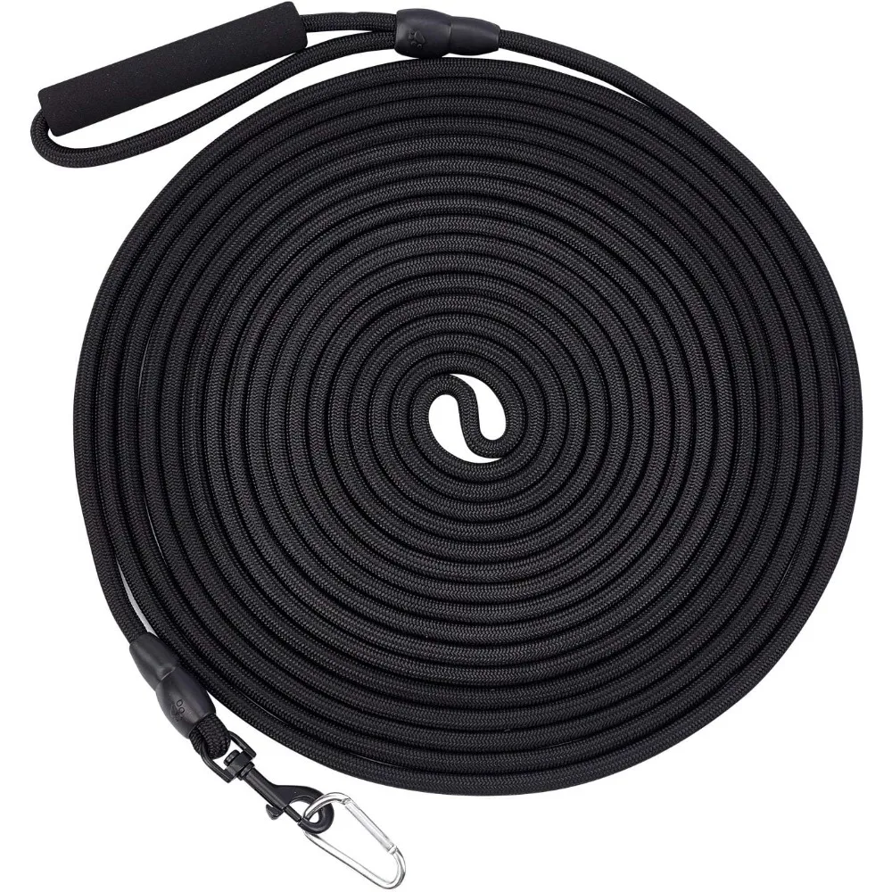 

Nylon Dog Leash Slip Rope 32 Feet Lead Leash Strong Heavy Duty Rope with Spring Gate Clasp for Medium Large Dogs Black