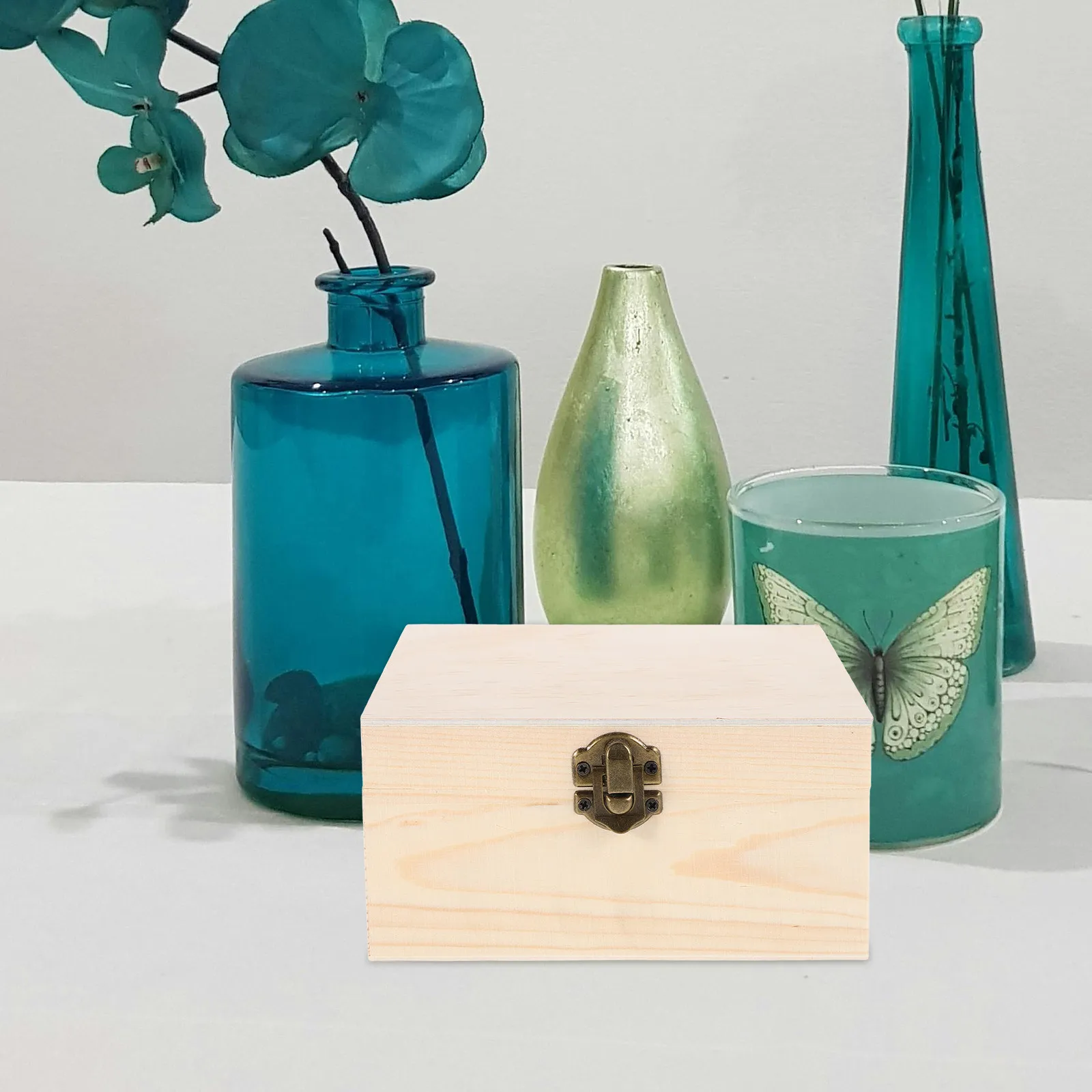 

Solid Wood Jewelry Box Pine Mirror Tabletop Organizer Multifunctional Storage Chest for Rings Earrings Necklaces