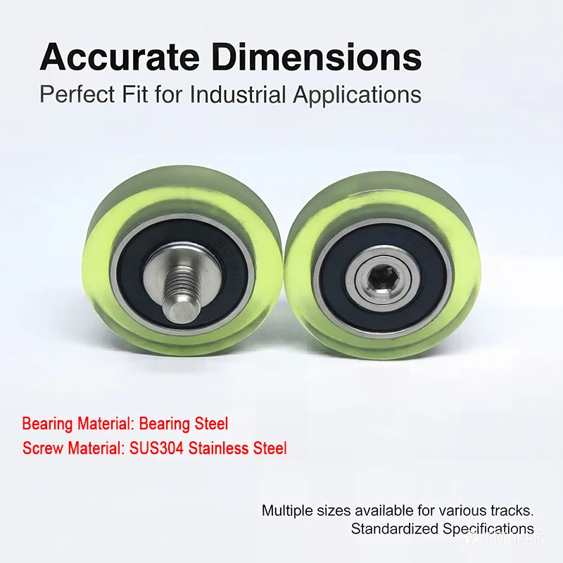 

5pcs OD 40mm External Thread PU Coated Bearing Pulley PU600040-10C1L10M8 Industrial Equipment & Drawer Slides Polyurethane Wheel
