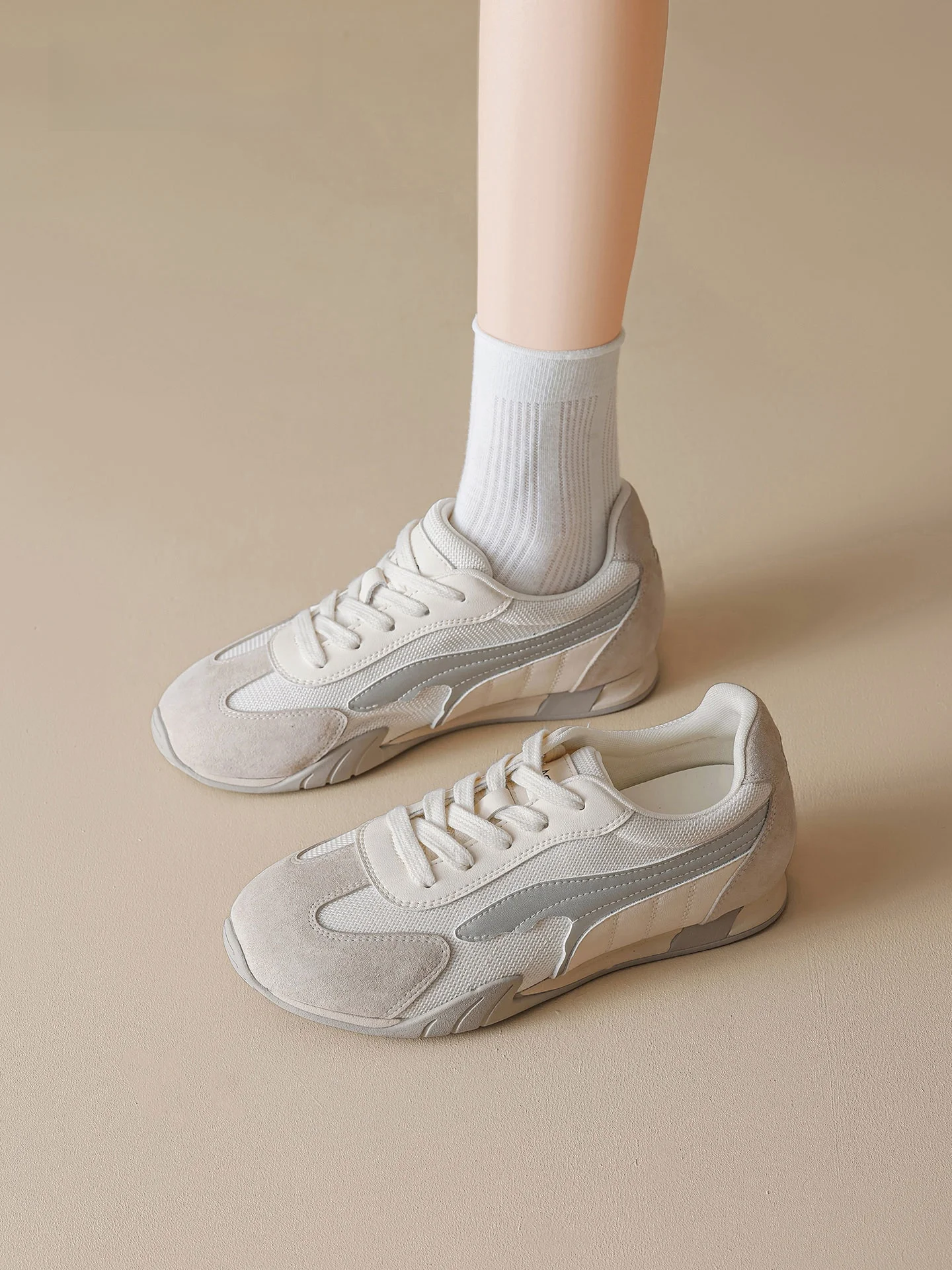 Agsdon Thick Bottom Sports Shoes Women's 2026 New Summer Ballet High Rise Retro Sport Board Shoes round Toe Rubber Outsole